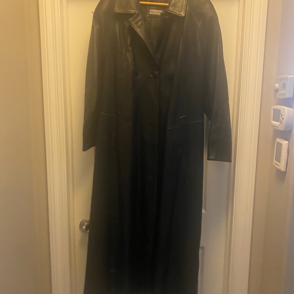 Leather long coat